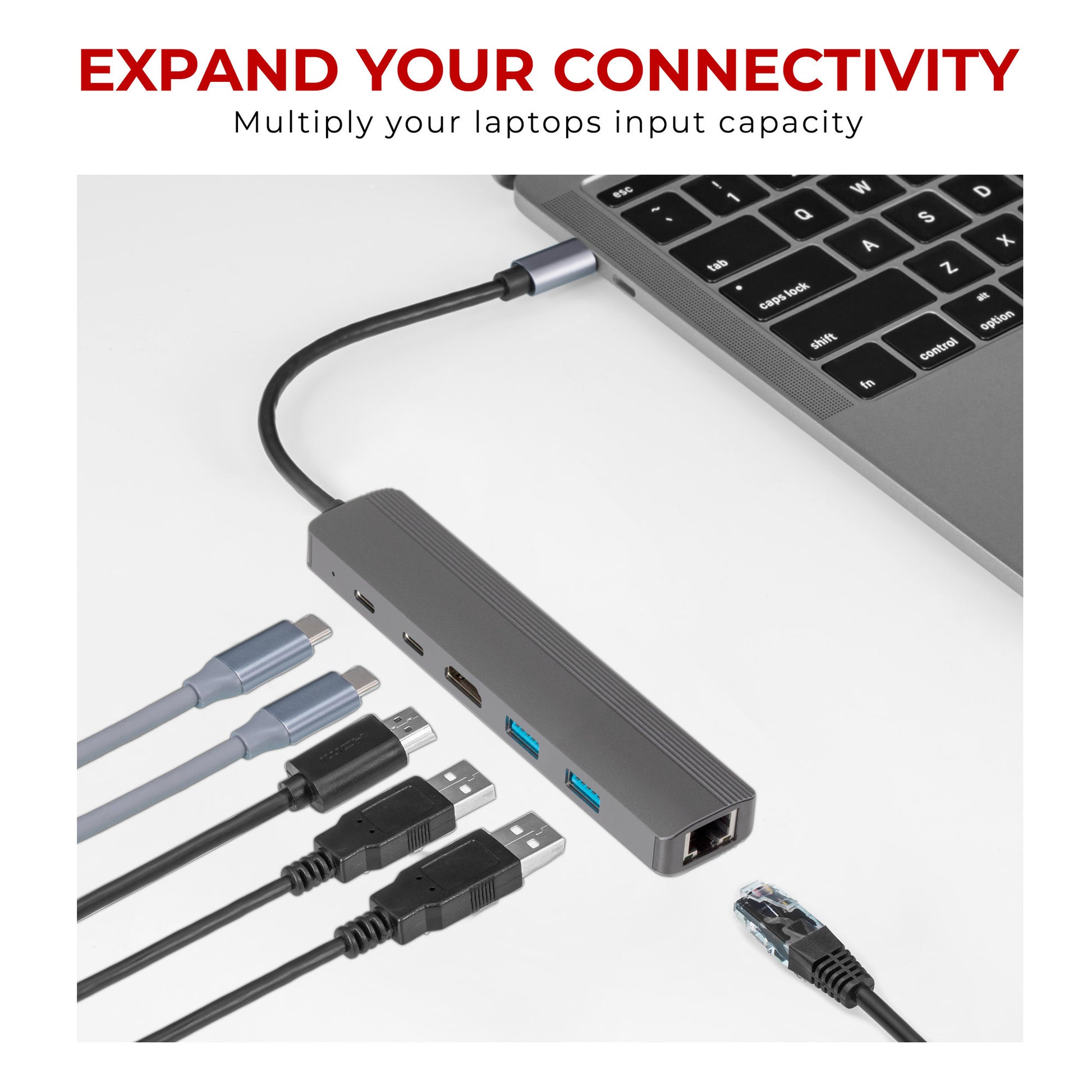 Maplin USB-C Multiport Hub 2x USB-A 3.0 / HDMI / 2x USB-C 100W / Gigabit RJ45