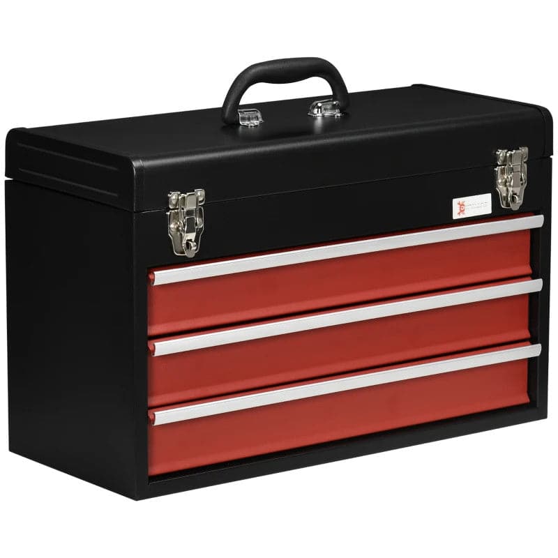 Maplin Plus 510mm x 220mm x 320mm Portable 3 Drawer Lockable Metal Tool Box - maplin.co.uk