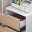ProperAV Extra 3 Drawer Mobile Filing Cabinet with Wheels - White & Oak - maplin.co.uk