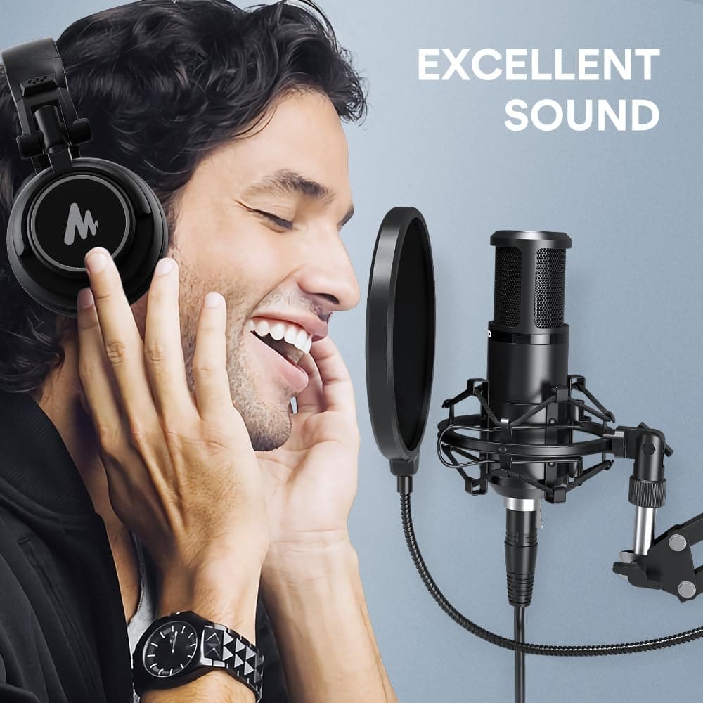 Maono XLR Cardioid Professional Vocal Studio Microphone with Boom Arm Kit - maplin.co.uk