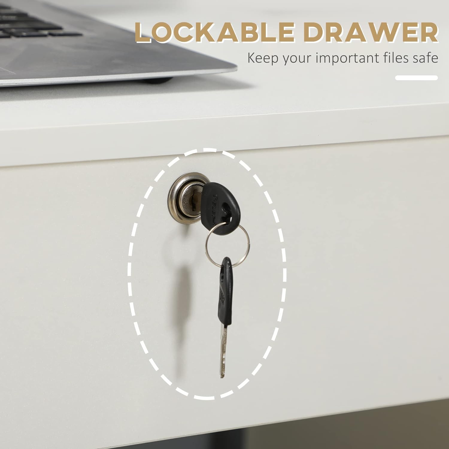 ProperAV Extra Home Office Desk with Lockable Drawer & Storage Shelf - maplin.co.uk