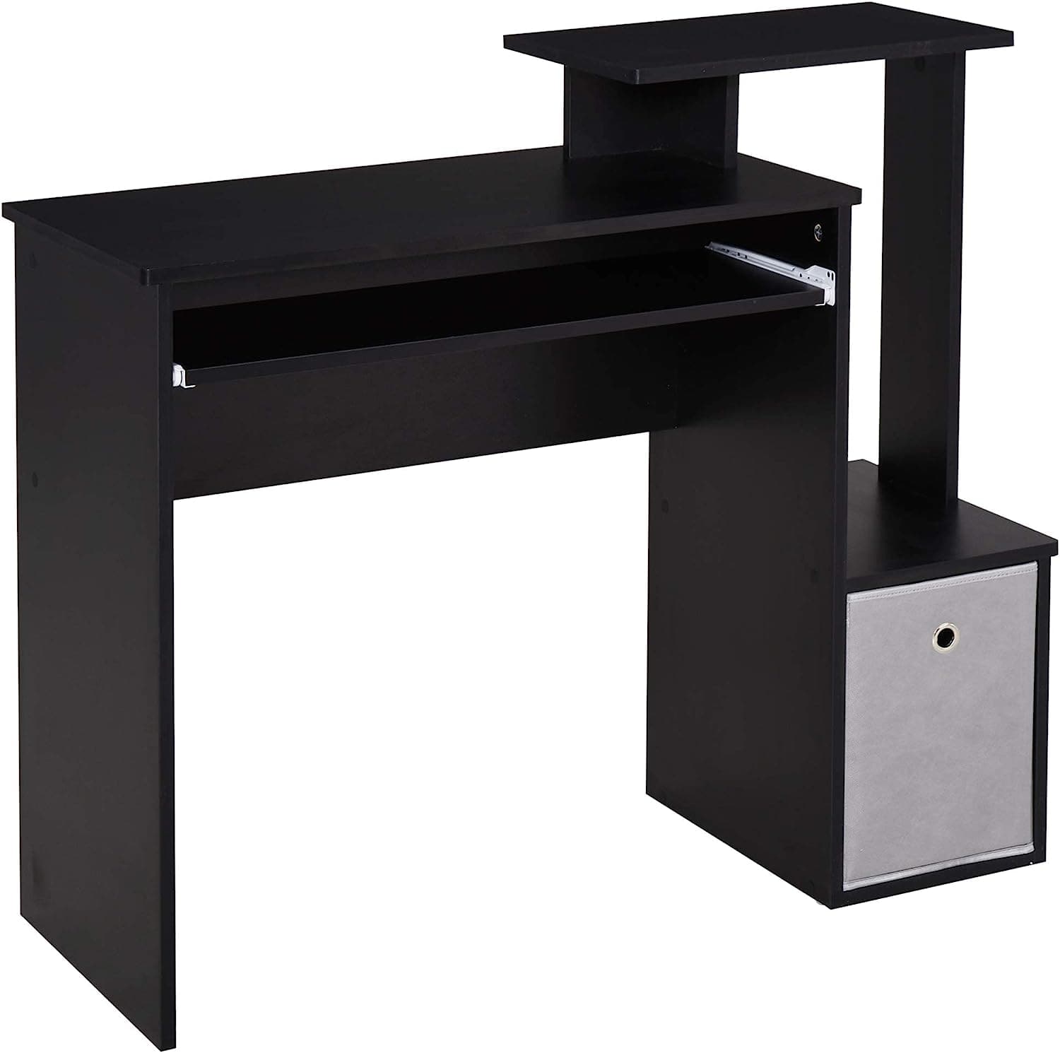 ProperAV Extra Computer Desk with Sliding Keyboard Tray & Side Compartment - maplin.co.uk