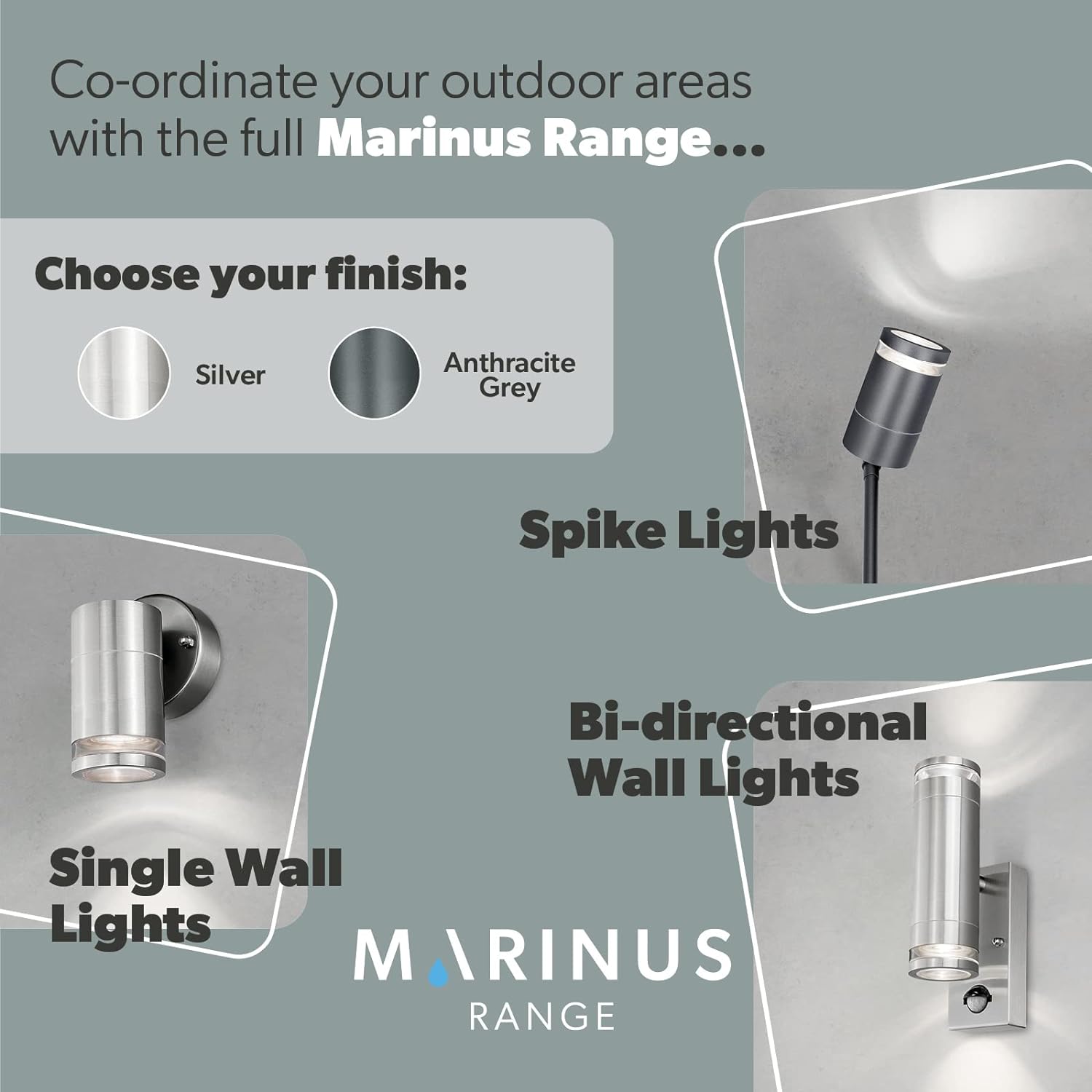 4lite Marinus GU10 Bi-Directional Outdoor Wall Light without PIR - Stainless Steel - maplin.co.uk