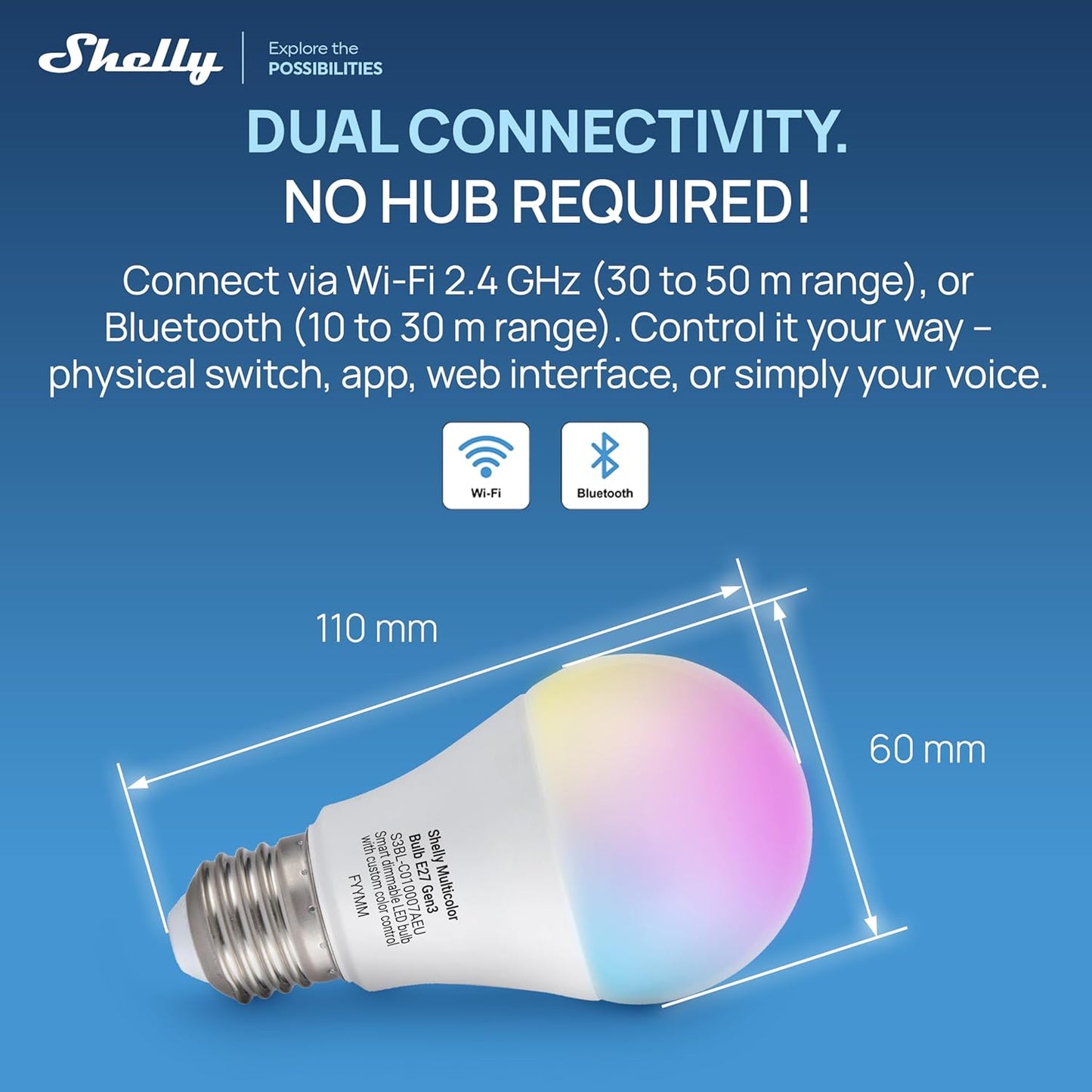 Shelly Duo E27 Gen3 RGBW WiFi & Bluetooth Smart Bulb