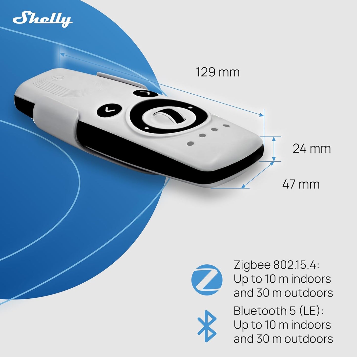 Shelly BLU Smart 4-Channel Bluetooth & Zigbee Remote Control with Gesture Control