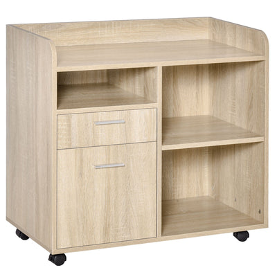 ProperAV Multipurpose 2-Drawer Printer Stand Filing Cabinet - Oak