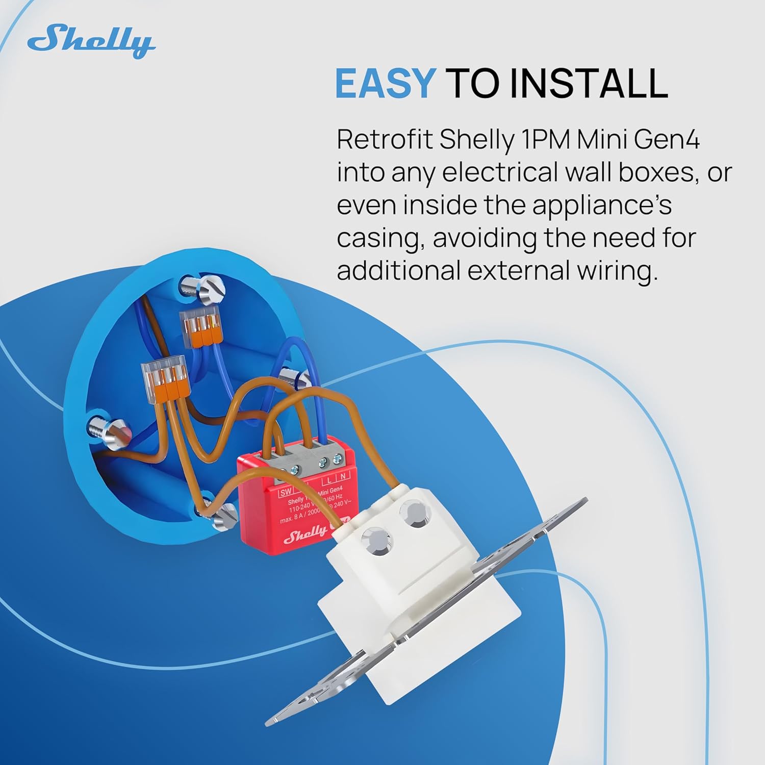 Shelly 1PM Mini Gen4 WiFi/Zigbee-Operated 8A Relay Switch with Power Monitoring