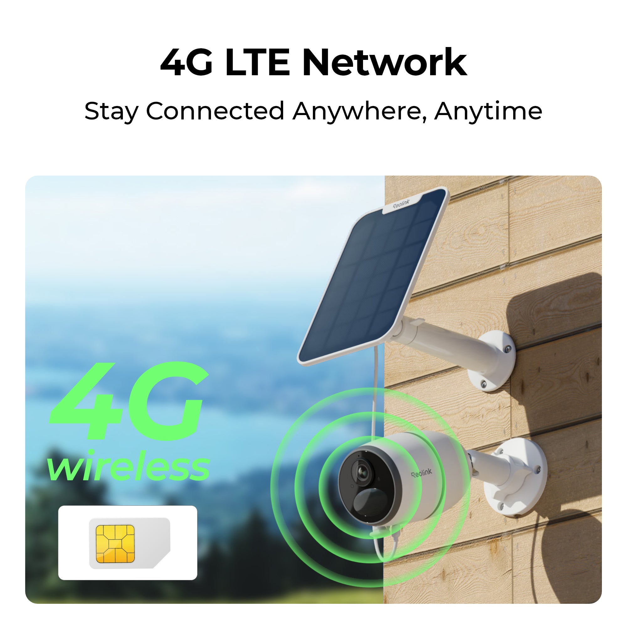 Reolink Go Series 2K Battery 4G LTE Outdoor Security Camera with Solar Panel & 64GB microSD Card