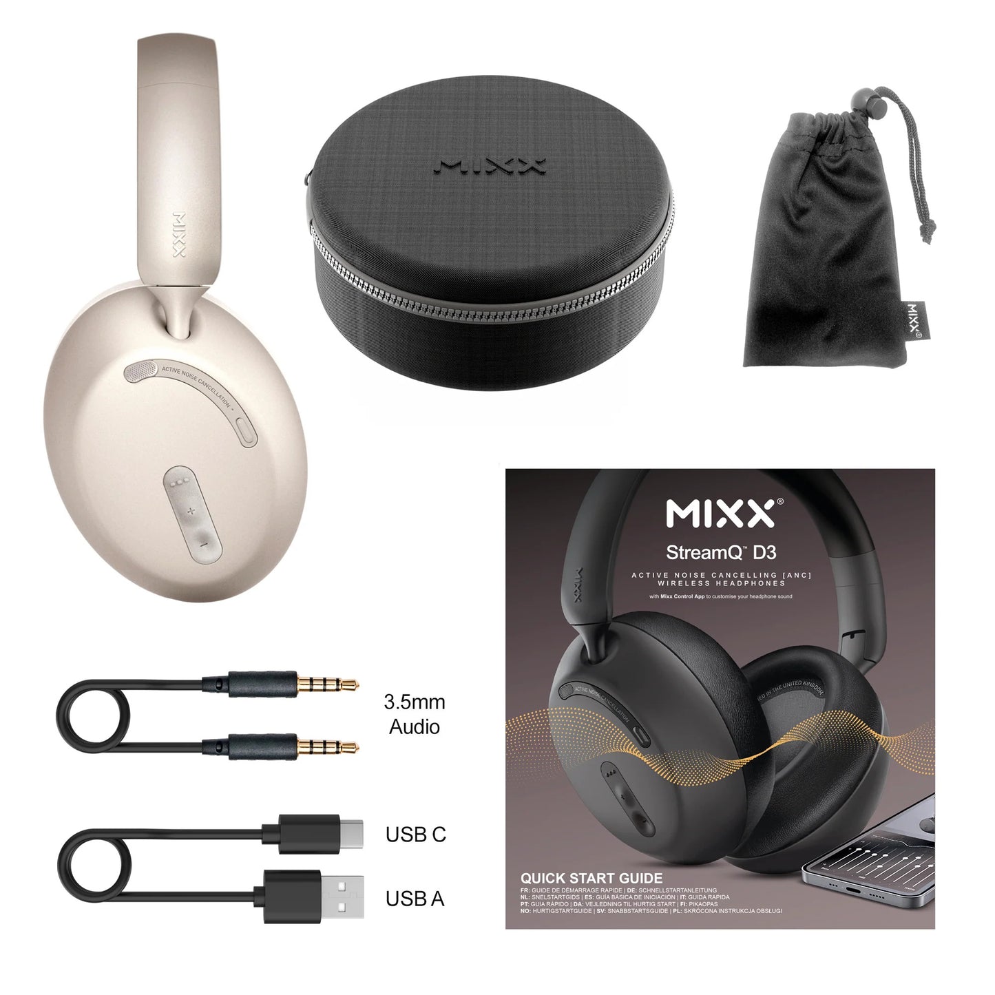 Mixx StreamQ D3 ANC Over Ear Wireless Headphones
