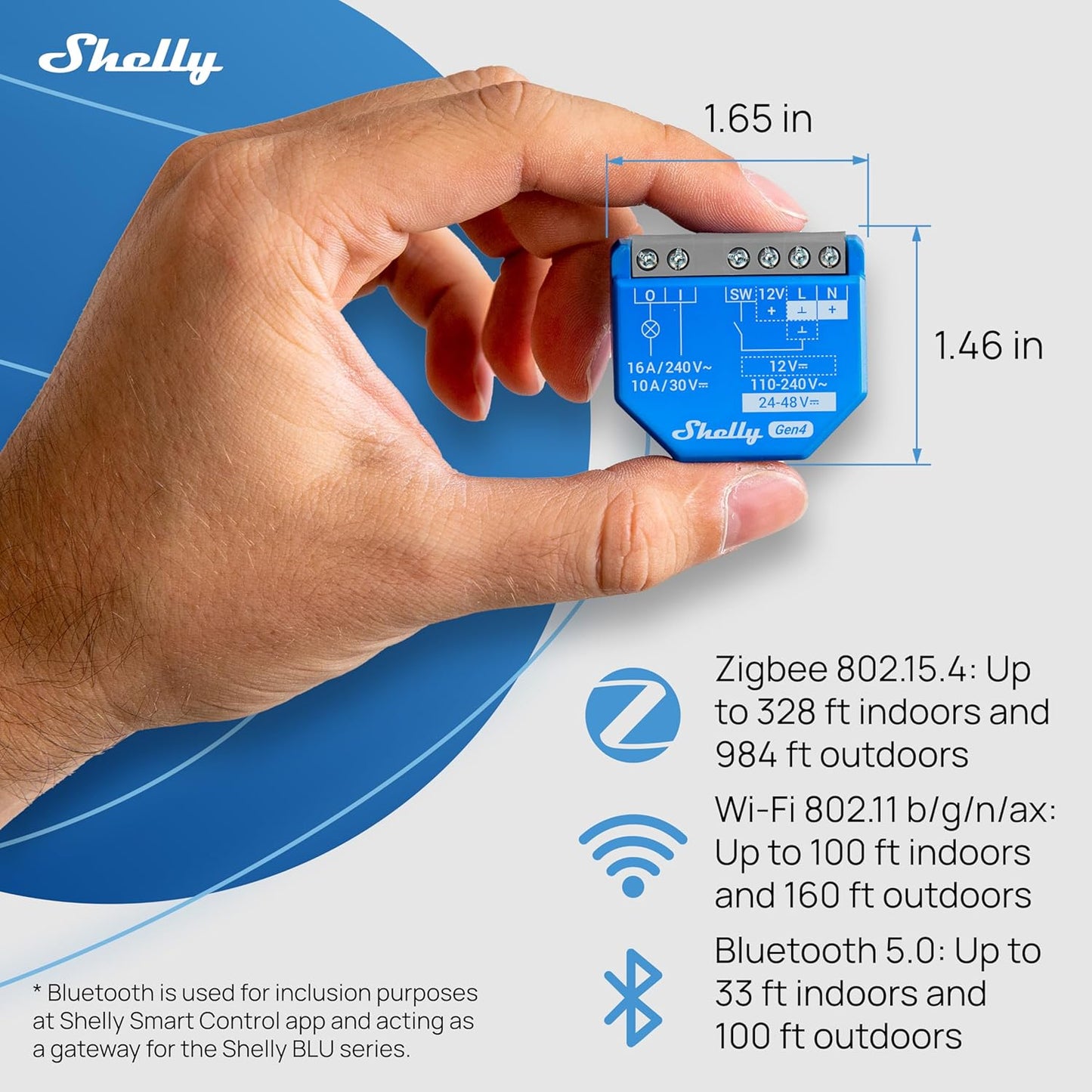 Shelly 1 Gen4 WiFi/Zigbee-Operated Smart Switch with Dry Contacts (1 channel, 16A)