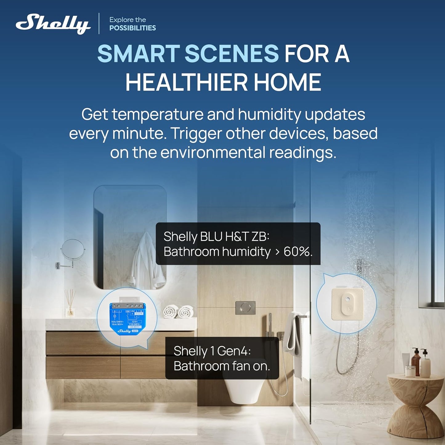 Shelly BLU H&T ZB Bluetooth & Zigbee Temperature & Humidity Sensor