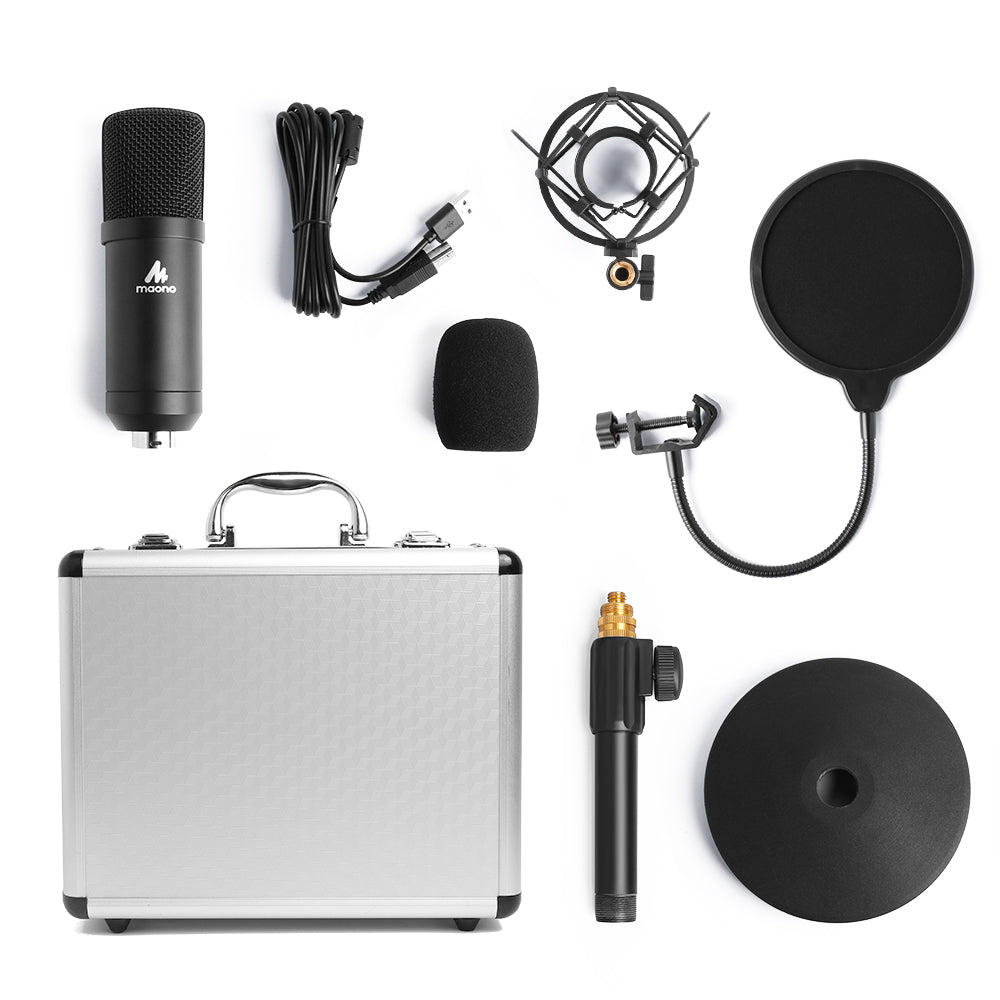 Maono USB Studio Tabletop Microphone Kit with Pop Filter & Flight Case - maplin.co.uk