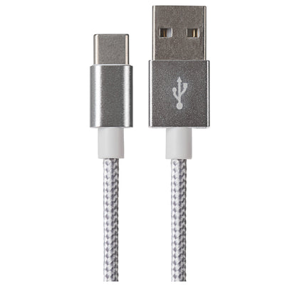 Maplin USB-C to USB-A Braided Cable - Silver, 0.5m - maplin.co.uk