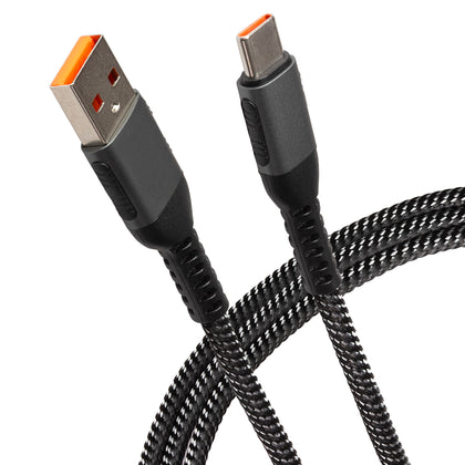 Maplin USB-C to USB-A Braided Cable - Grey, 2m (Pack of 3)