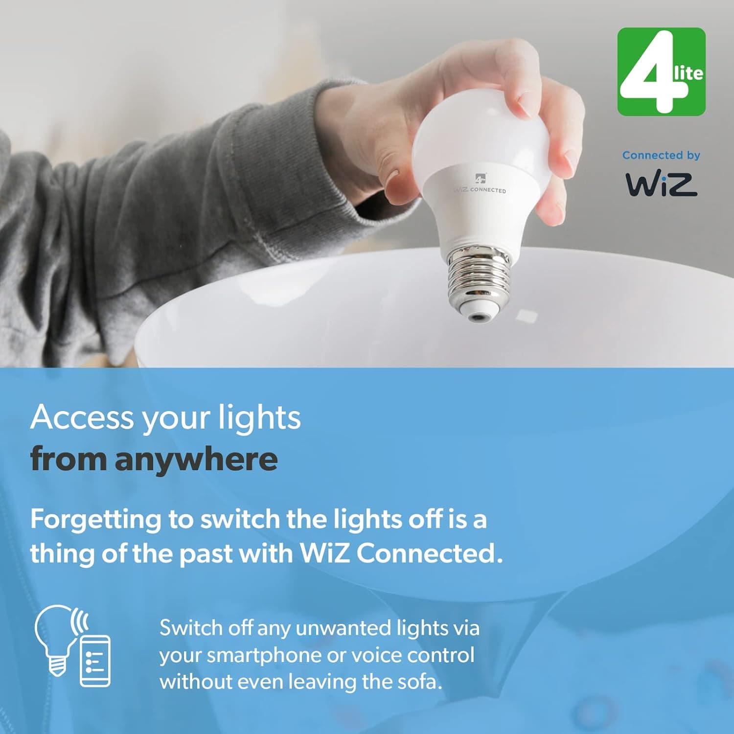 4lite WiZ Connected C37 Candle Dimmable Warm White WiFi LED Smart Bulb - E14 Small Screw