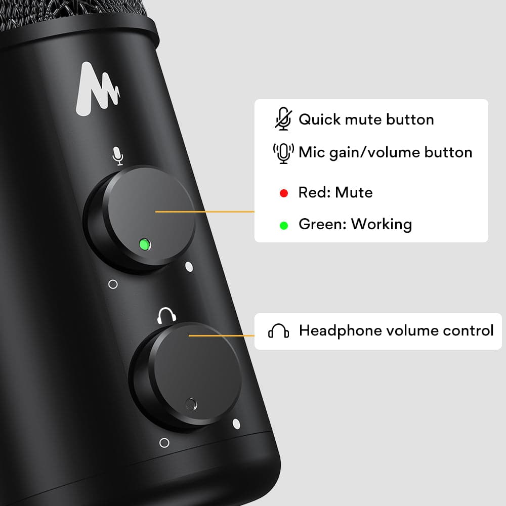 Maono USB-C Desktop Condenser Cardioid Omnidirectional Microphone with Headphone Jack - maplin.co.uk