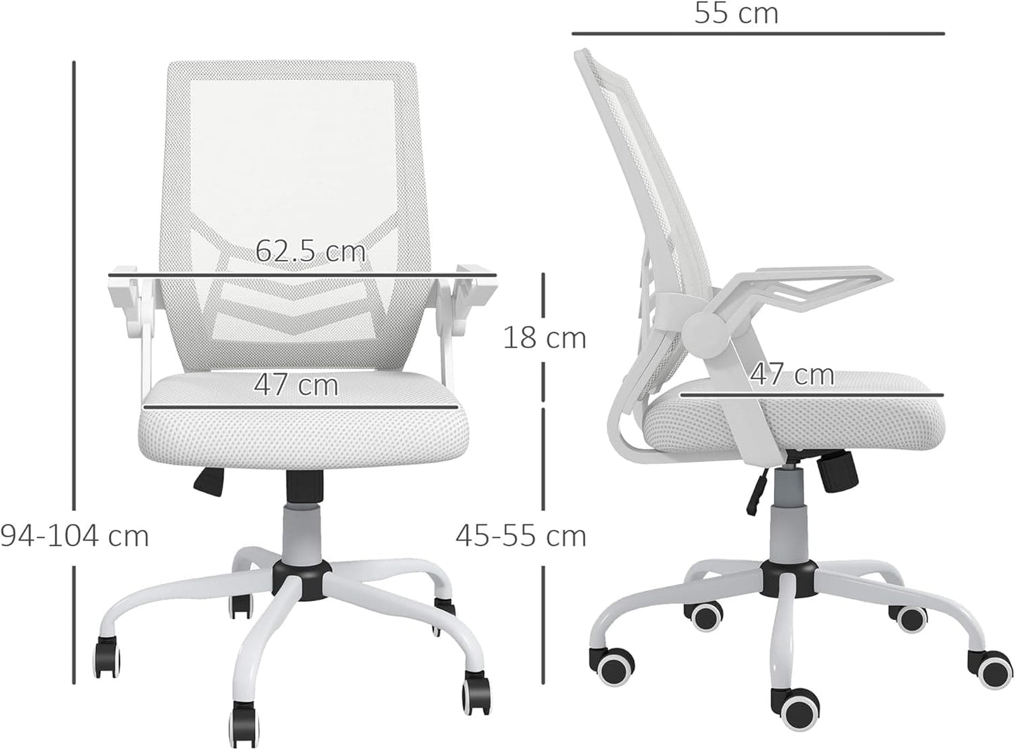 ProperAV Extra Ergonomic Adjustable Office Chair with Flip-up Arm & Lumbar Back Support - maplin.co.uk