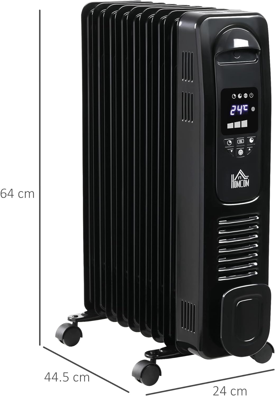 Maplin Plus 2180W Digital 9 Fin Portable Electric Oil Filled Radiator with LED Display, Timer, 3 Heat Settings, Safety Cut-Off & Remote Control - maplin.co.uk