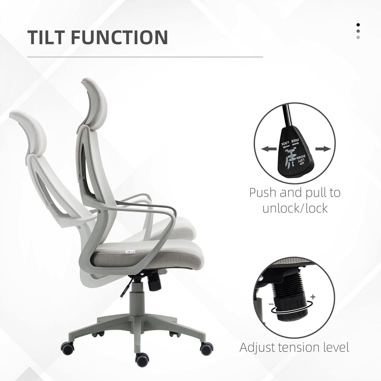 ProperAV Extra Mesh Ergonomic Adjustable Mesh Office Chair with Headrest & Lumbar Support - maplin.co.uk