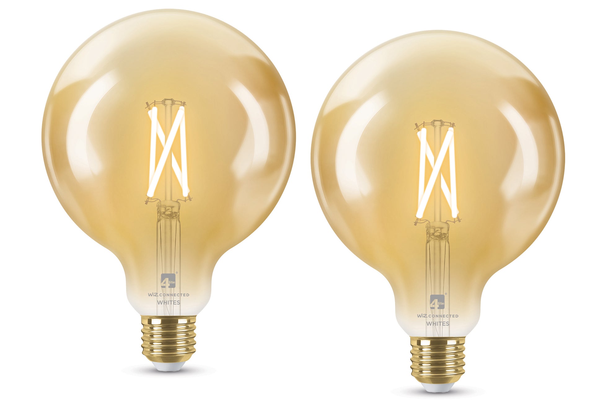 4lite WiZ Connected G125 Globe Filament Amber WiFi LED Smart Bulb - E27 Large Screw Pack of 2