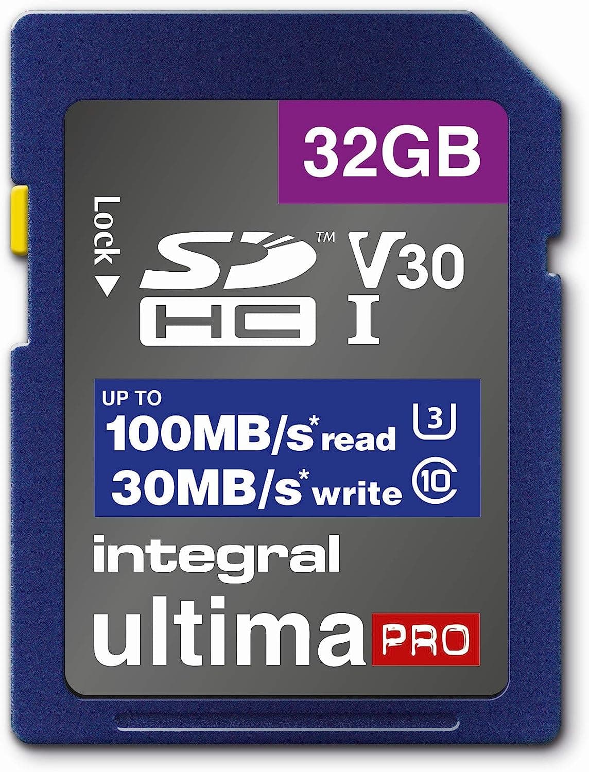 Integral 32GB High Speed V30 UHS-I U3 Class 10 SDHC Memory Card - maplin.co.uk