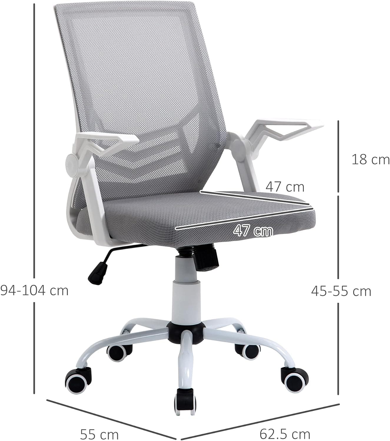 ProperAV Extra Ergonomic Adjustable Office Chair with Flip-up Arm & Lumbar Back Support - maplin.co.uk