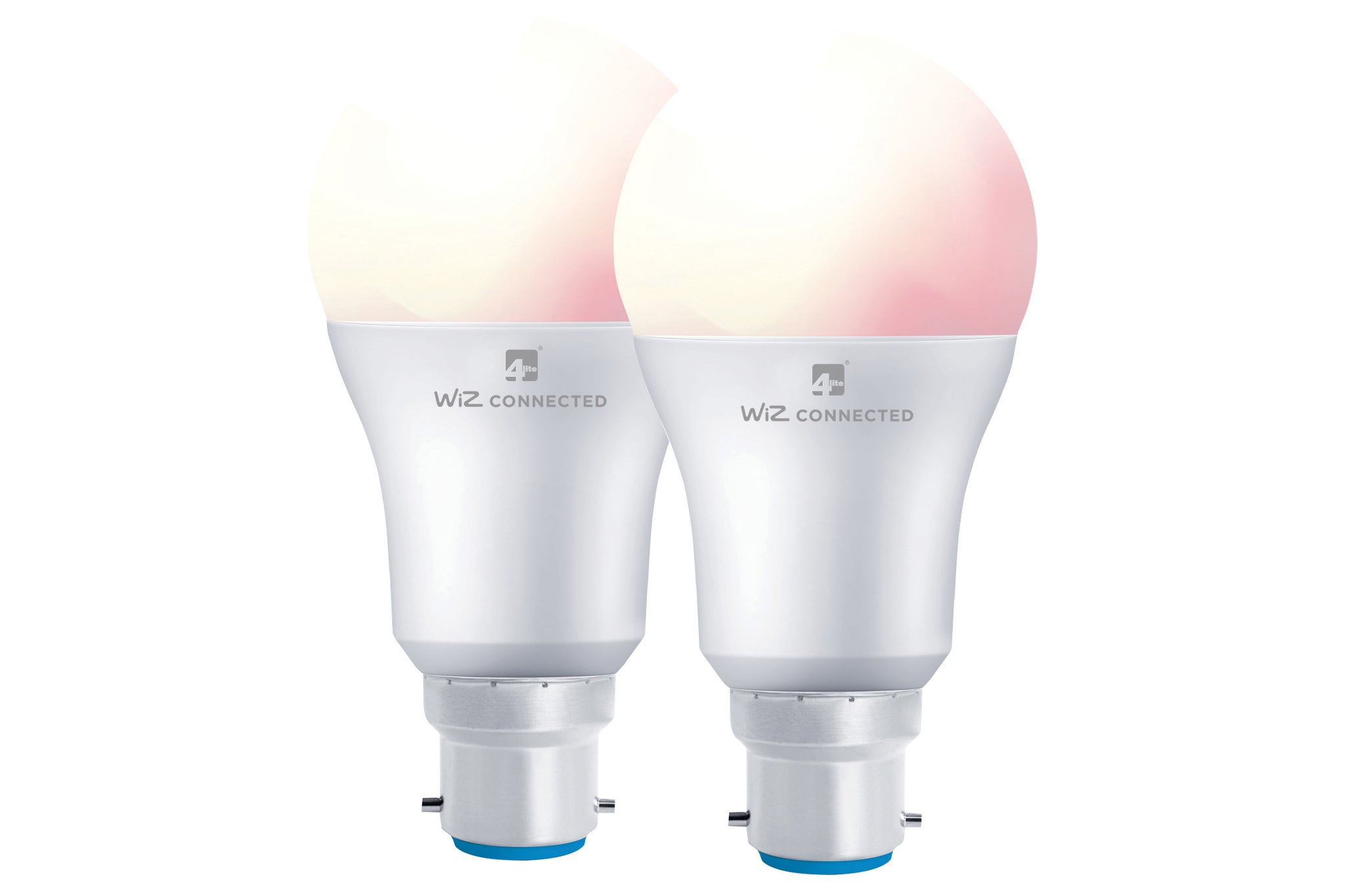 4lite WiZ Connected A60 Dimmable Multicolour WiFi LED Smart Bulb - B22 Bayonet Pack of 2