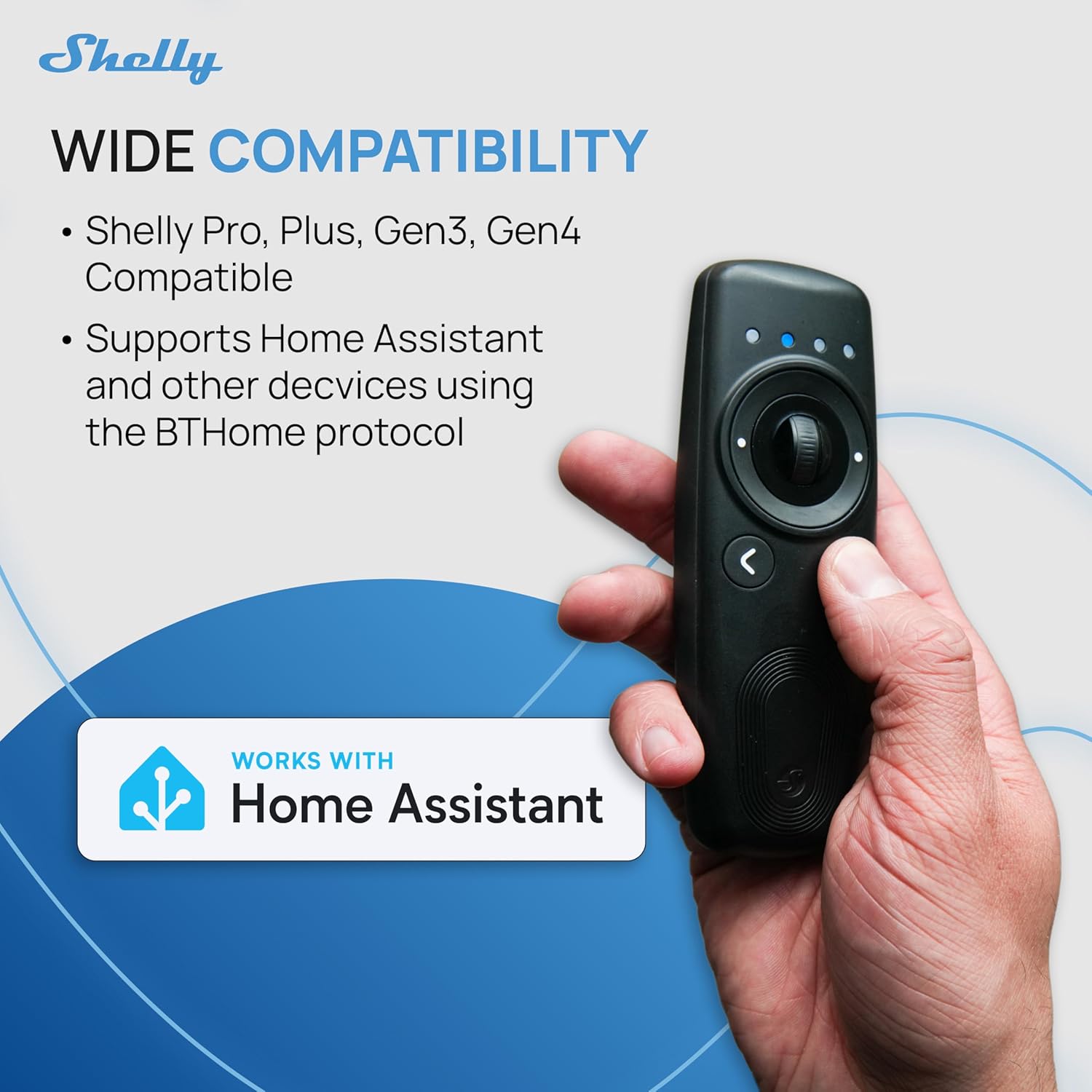 Shelly BLU Smart 4-Channel Bluetooth & Zigbee Remote Control with Gesture Control