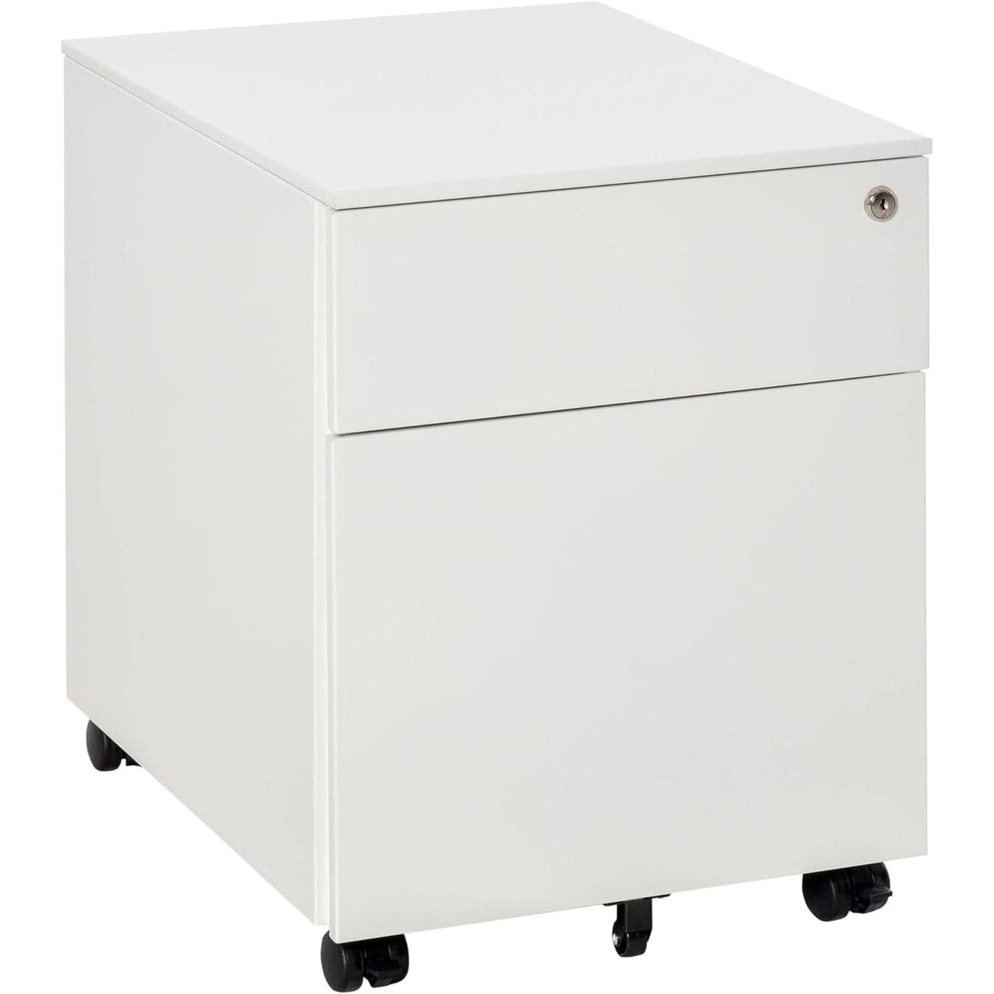 ProperAV Extra Vertical Lockable 2-Drawer Filing Cabinet with Pencil Tray & Casters - maplin.co.uk