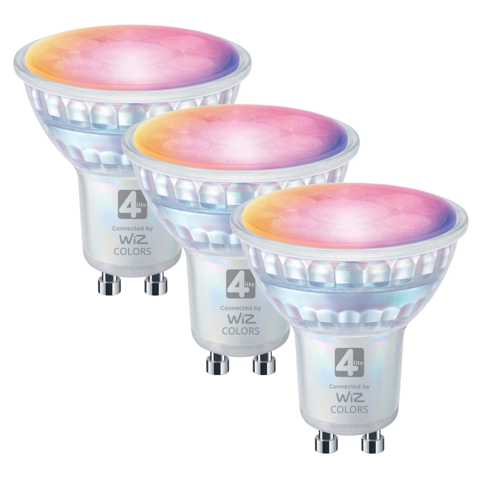 4lite Wiz Connect Dimmable Multicolour WiFi LED Smart Bulb - GU10 Pack of 3