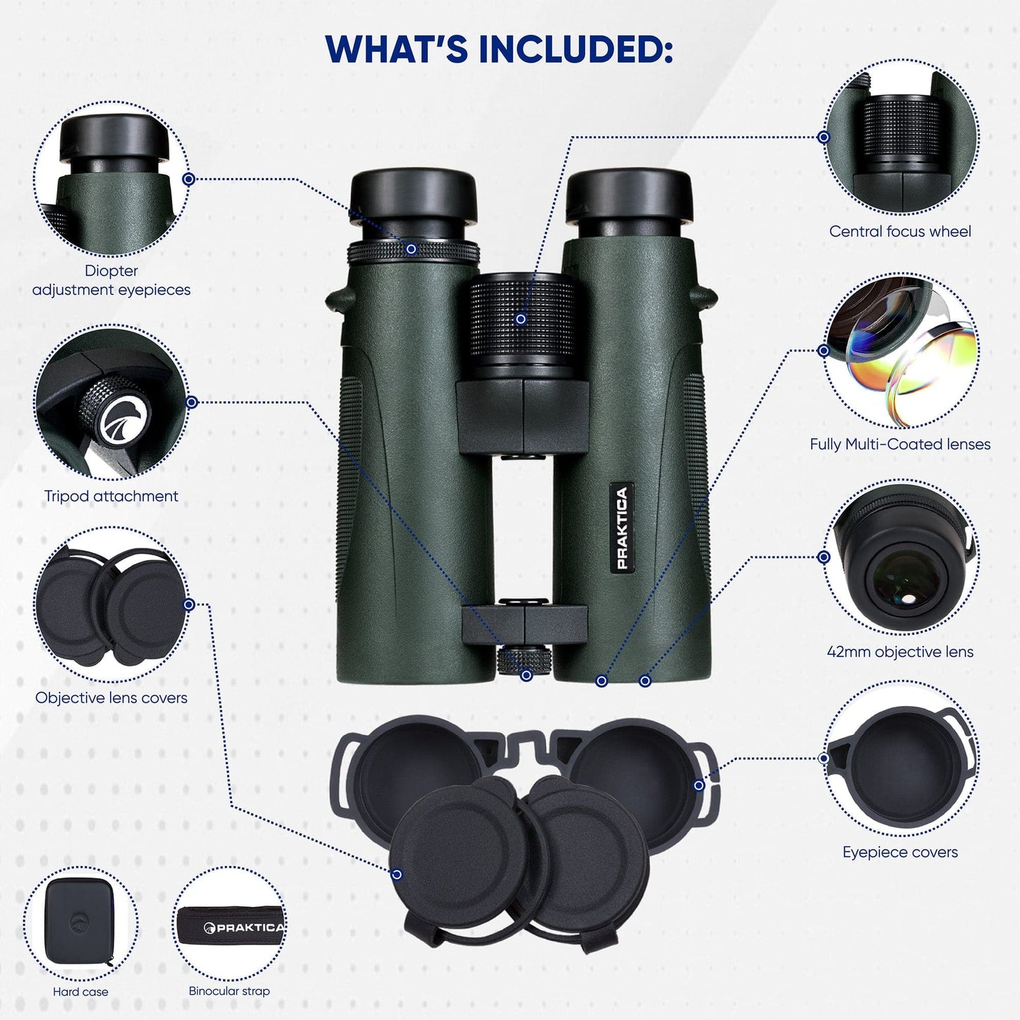 PRAKTICA Ambassador ED 8x42mm Binoculars - Green - maplin.co.uk