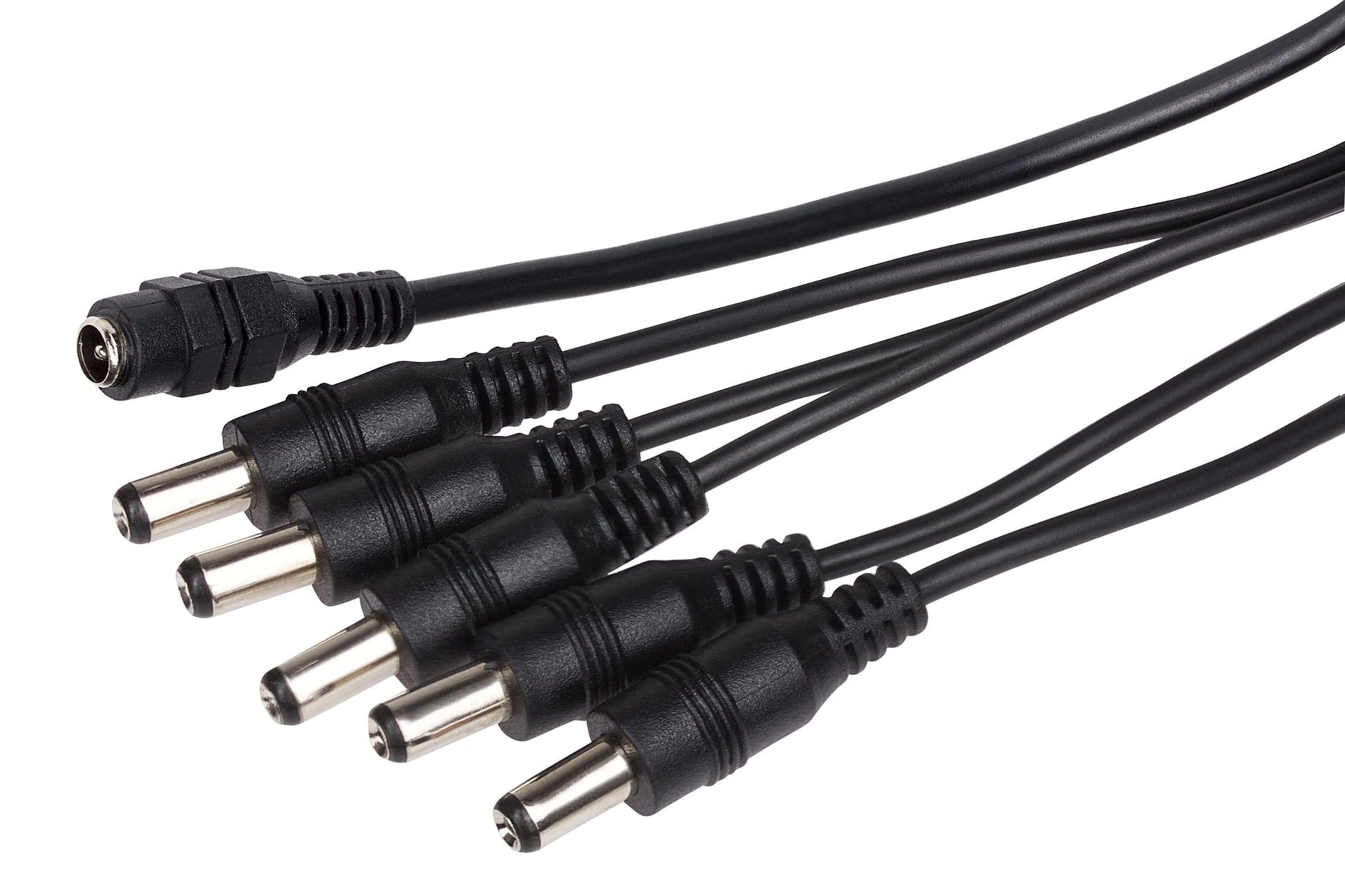 Maplin 5 Way Power Splitter Cable DC 1x Female 5x Male 5.5 x 2.1mm Plug for CCTV - Black - maplin.co.uk