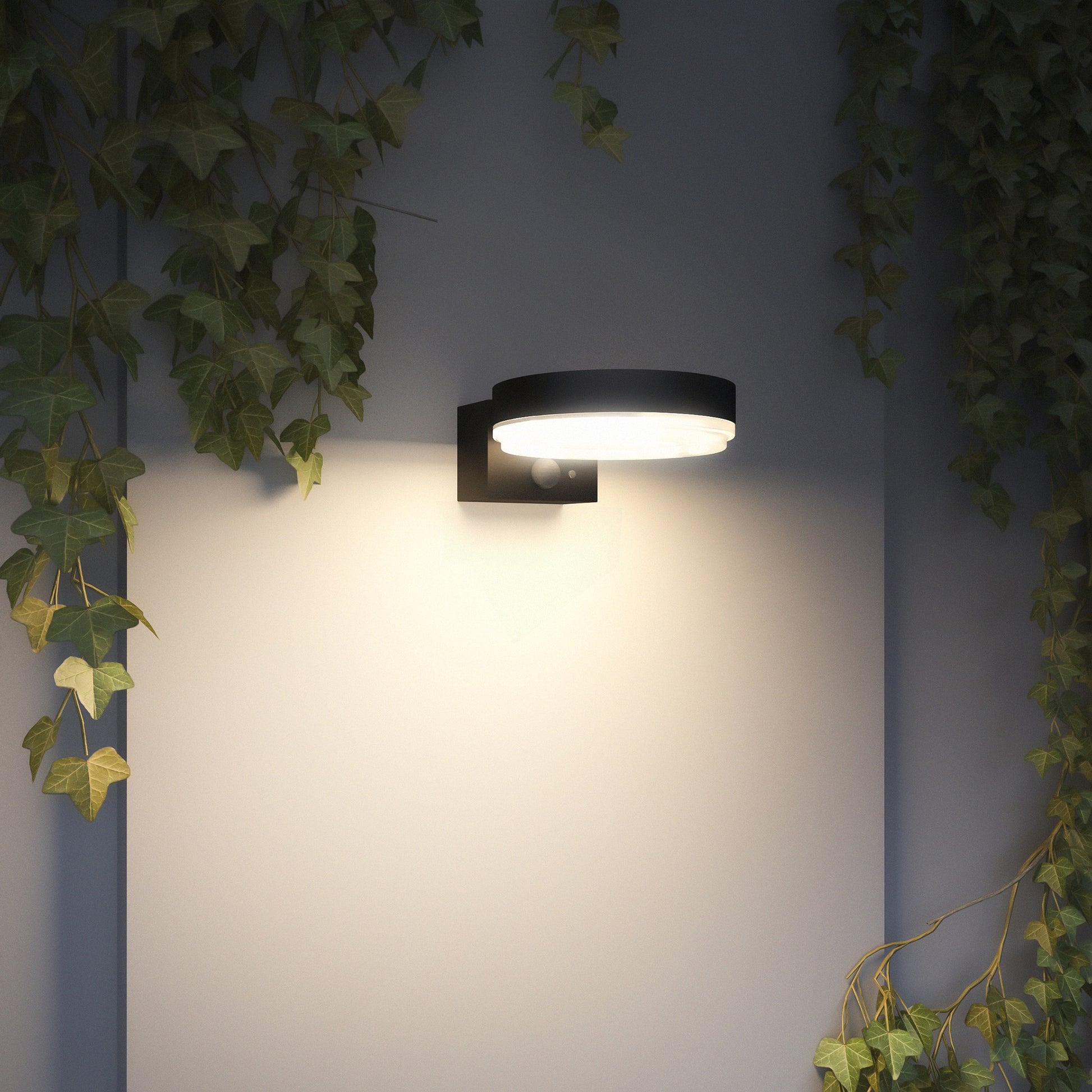 4lite Antheia Solar Sleek IP54 LED Outdoor Wall Light with Built in PIR Motion Sensor