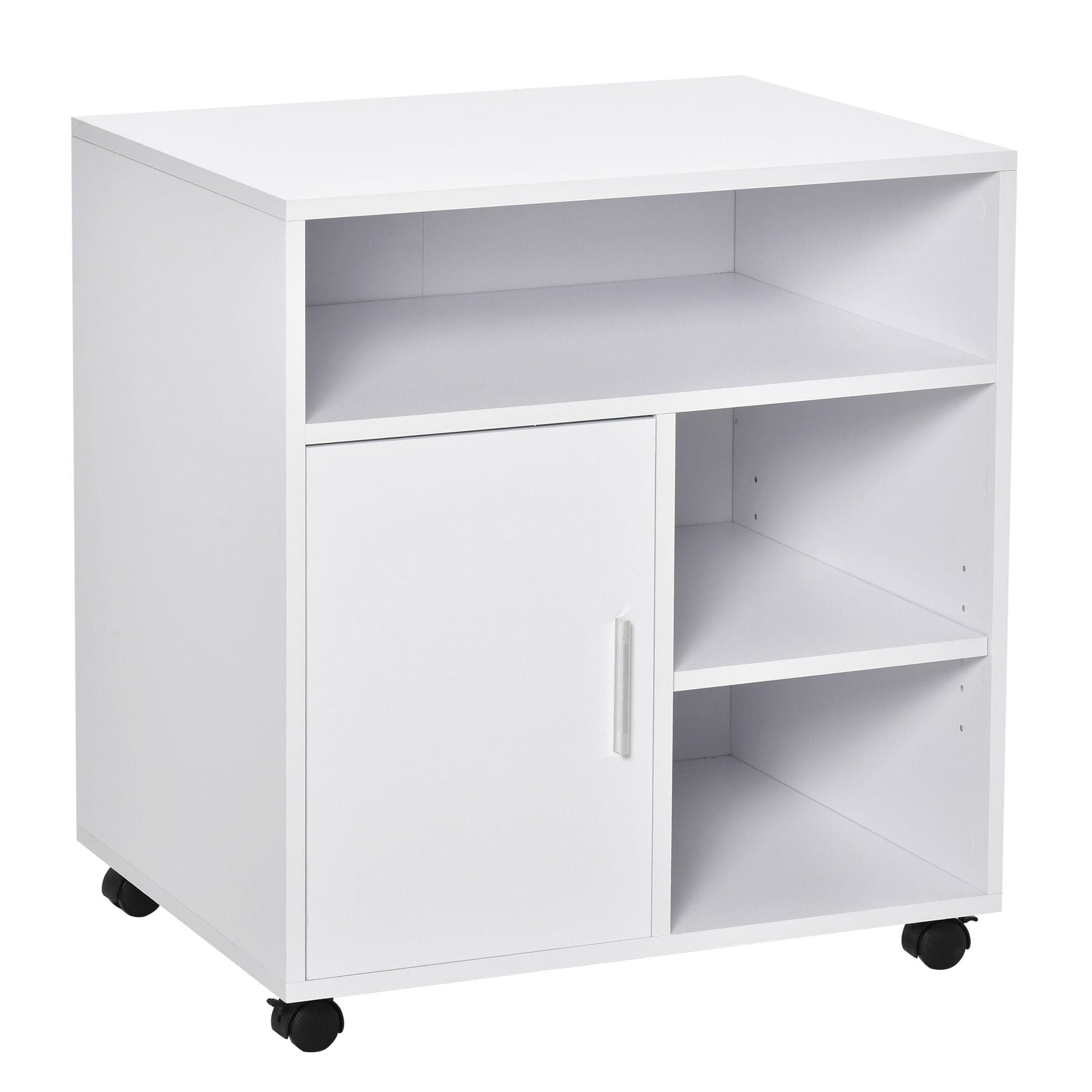 ProperAV Extra Particle Board 4-Compartment Storage Unit with Wheels - maplin.co.uk