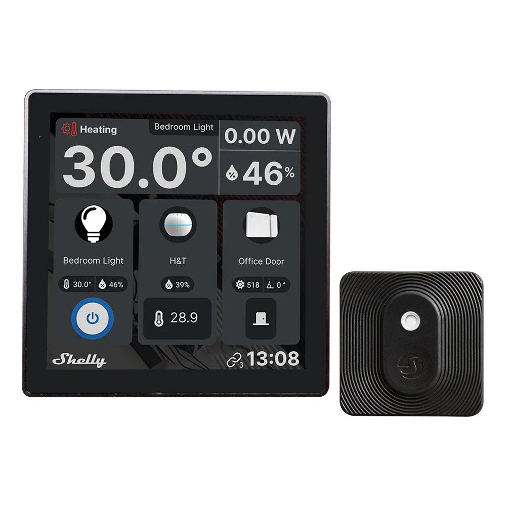 Shelly Wall Display with BLU H&T Temperature & Humidity Sensor Black