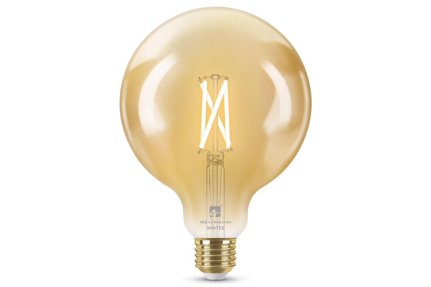 4lite WiZ Connected G125 Globe Filament Amber WiFi LED Smart Bulb - E27 Large Screw Single