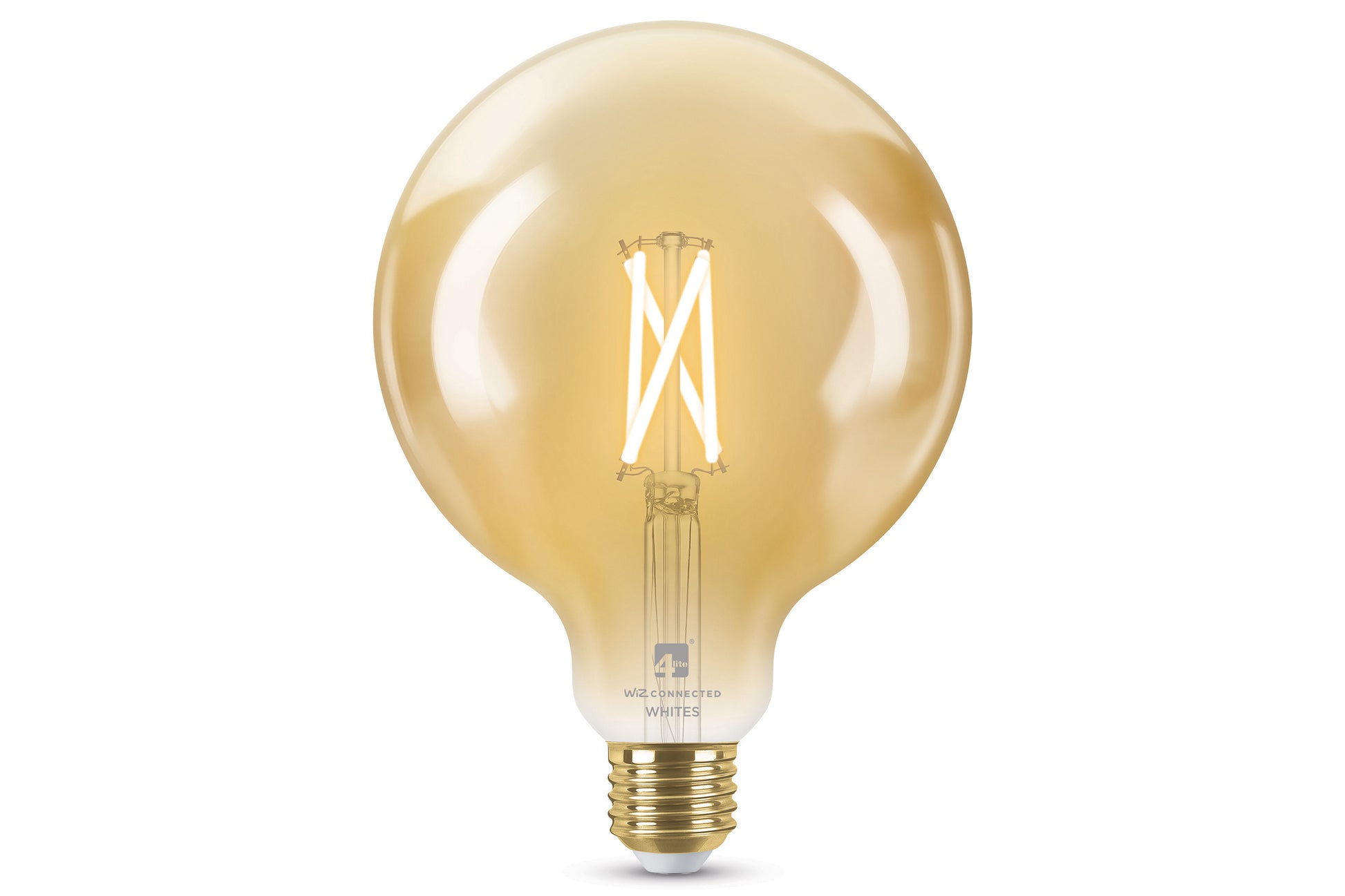 4lite WiZ Connected G125 Globe Filament Amber WiFi LED Smart Bulb - E27 Large Screw Single