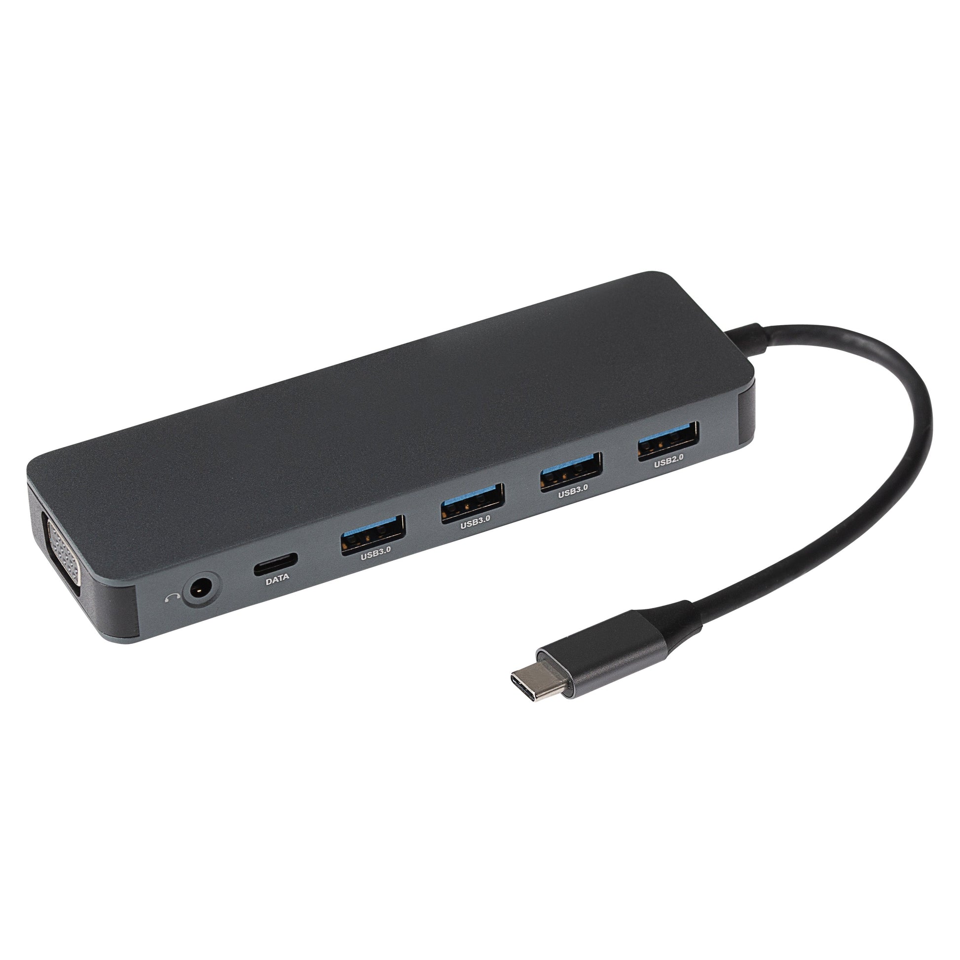 Nikkai USB-C Multiport Hub to 2x USB-C / 4x USB-A / 2x HDMI / Gigabit RJ45 / VGA / SD / Aux - Silver - maplin.co.uk