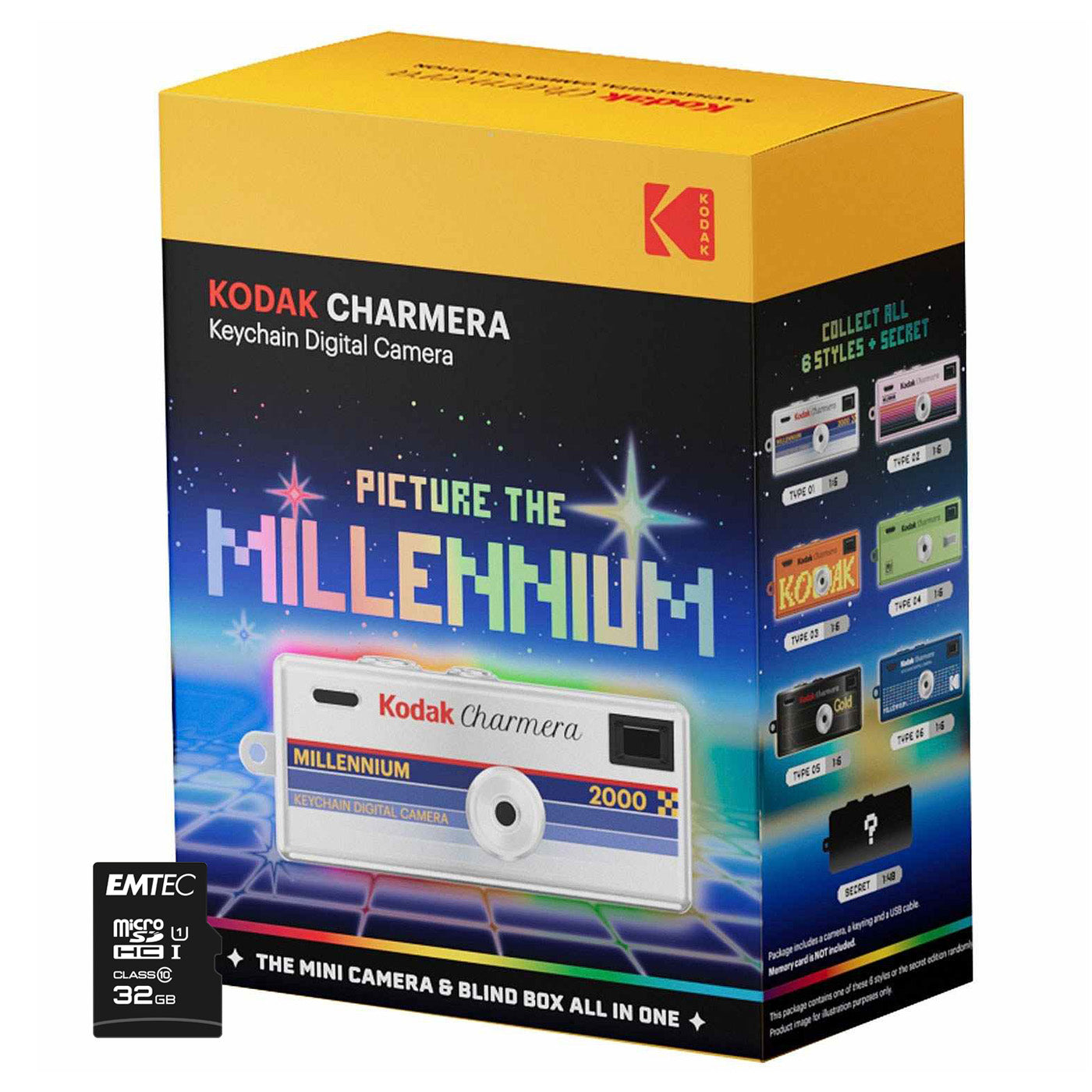 Kodak Charmera Millenium Keychain Digital Camera Camera + 32GB MicroSD Card