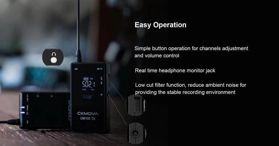 Maplin CKMOVA UM100 UHF Wireless Microphone Kit with 1x Transmitter & 1x Receiver - maplin.co.uk