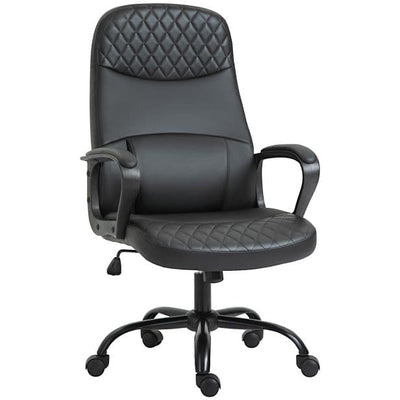 ProperAV Extra High Back PU Leather Adjustable Executive Office Chair with Vibration Massage Function & Built-in Lumbar Support - Black - maplin.co.uk