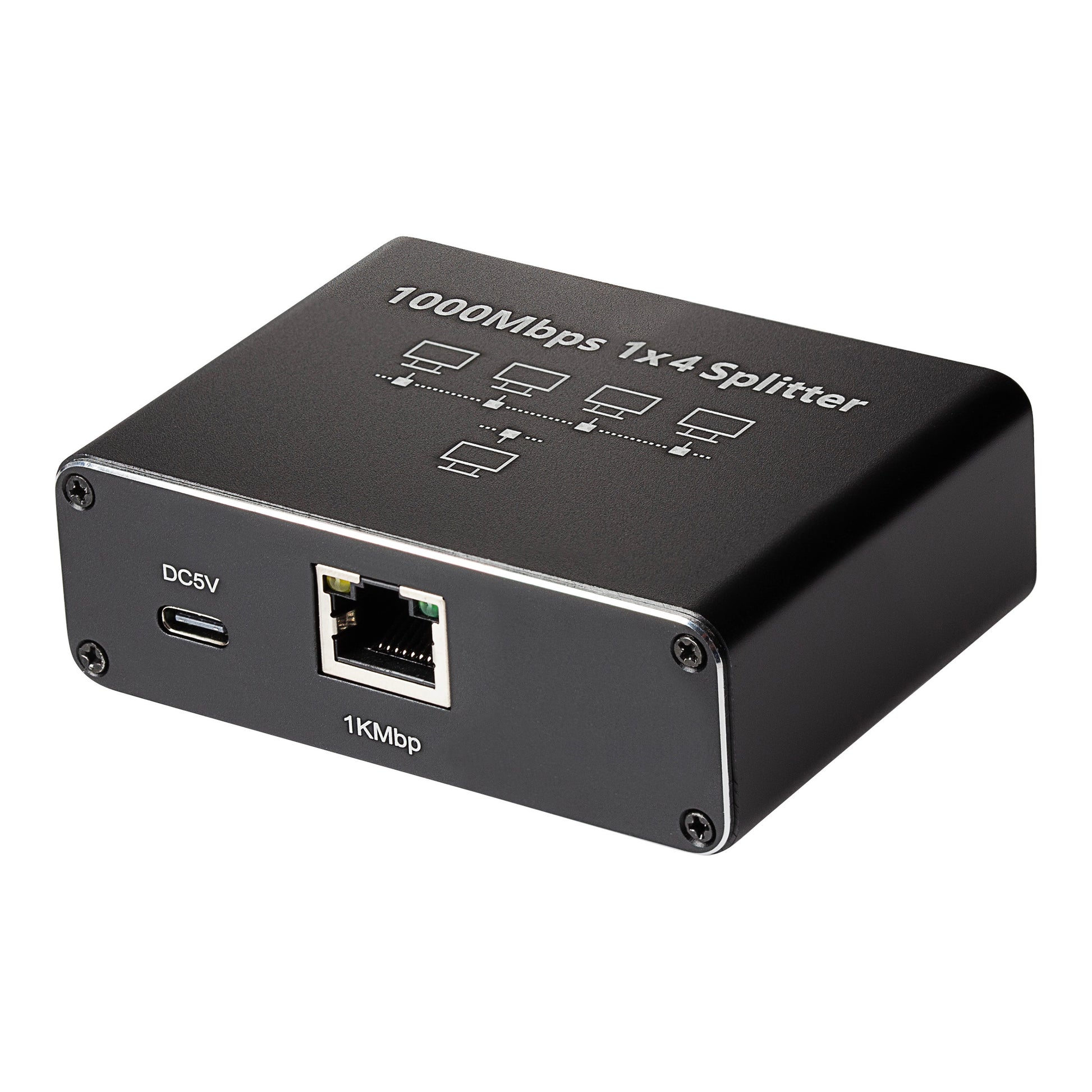 Maplin RJ45 1 Port In 4 Ports Out Ethernet LAN Splitter - Black