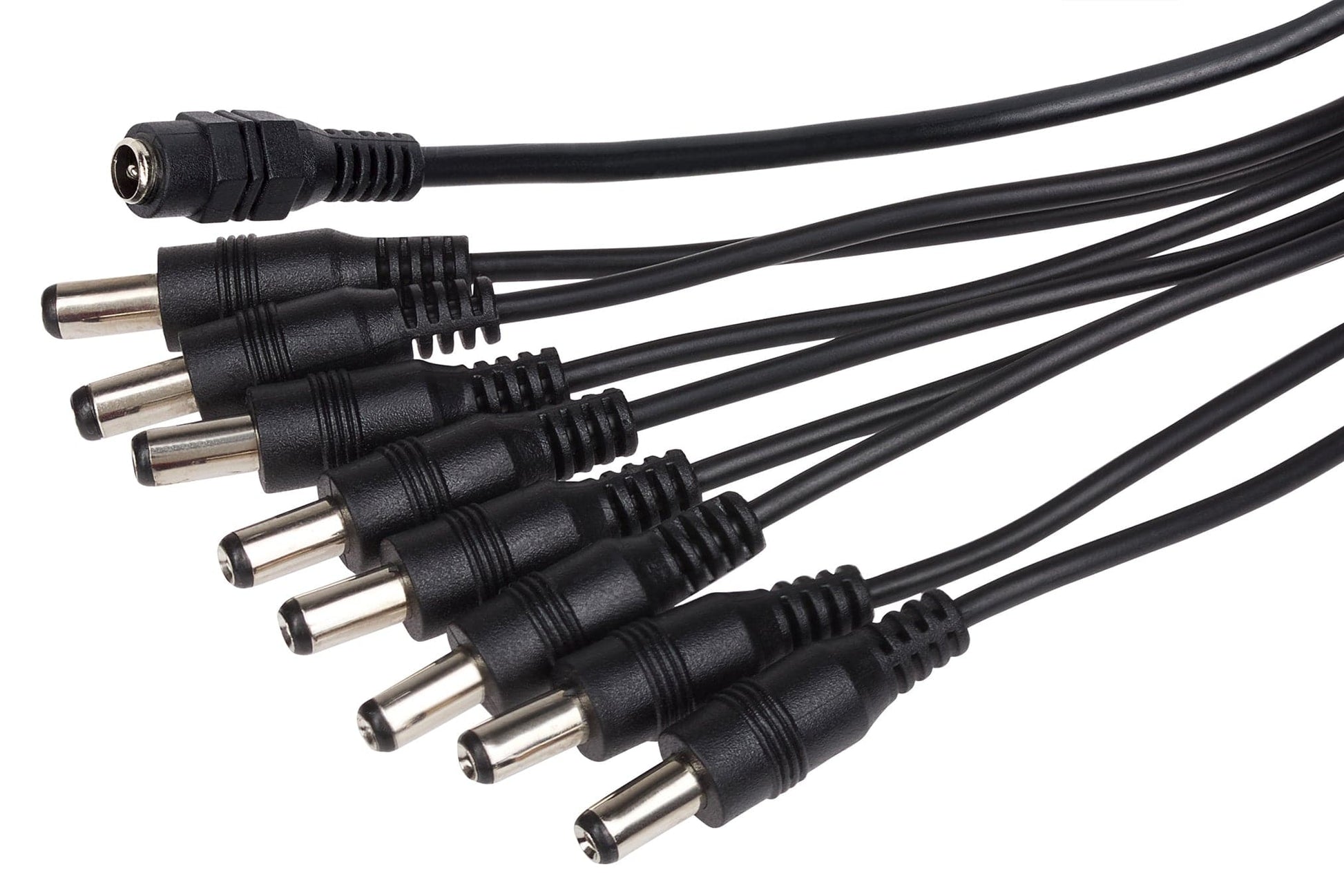 Maplin 8 Way Power Splitter Cable DC 1x Female 8x Male 5.5 x 2.1mm Plug for CCTV - Black - maplin.co.uk