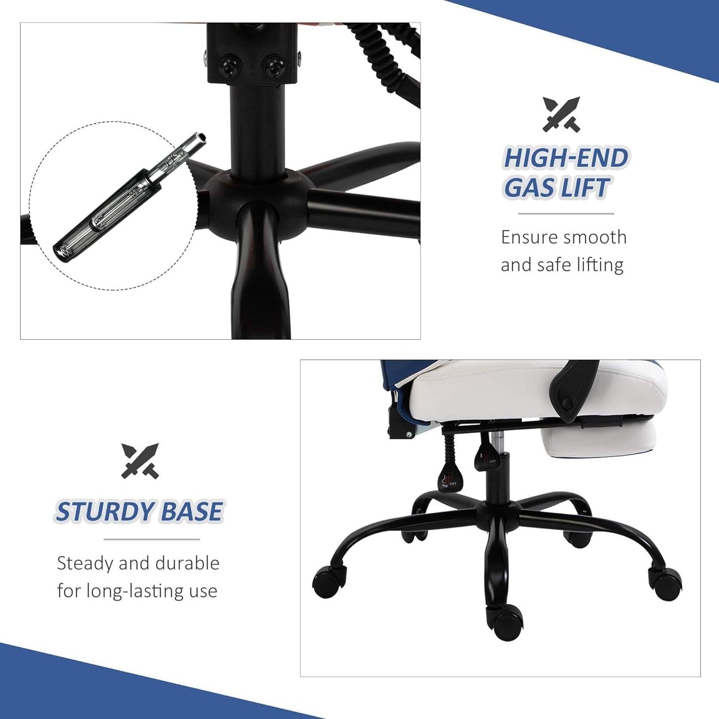 Maplin Plus PU Leather Reclining Adjustable Gaming Chair with Headrest