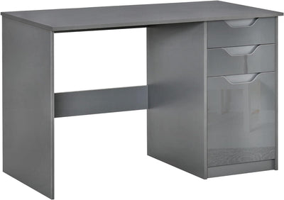 ProperAV Extra High Gloss Office Desk with Drawers & Storage Cabinet - Grey - maplin.co.uk