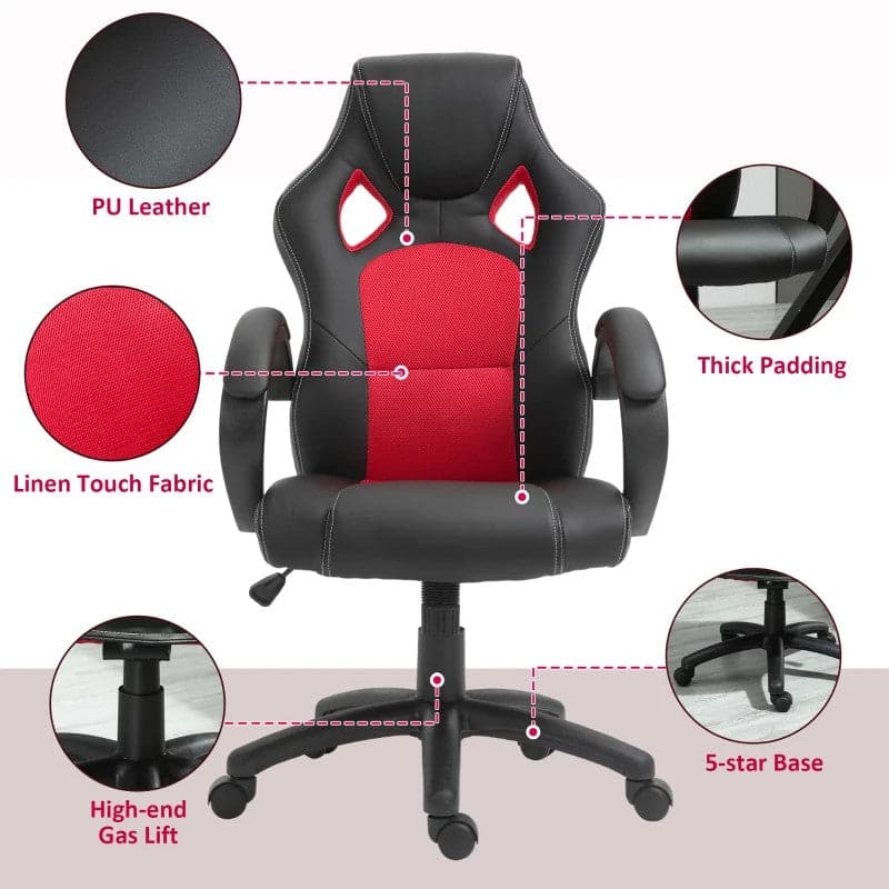 Maplin Plus Faux Leather High-Back Adjustable Gaming Chair