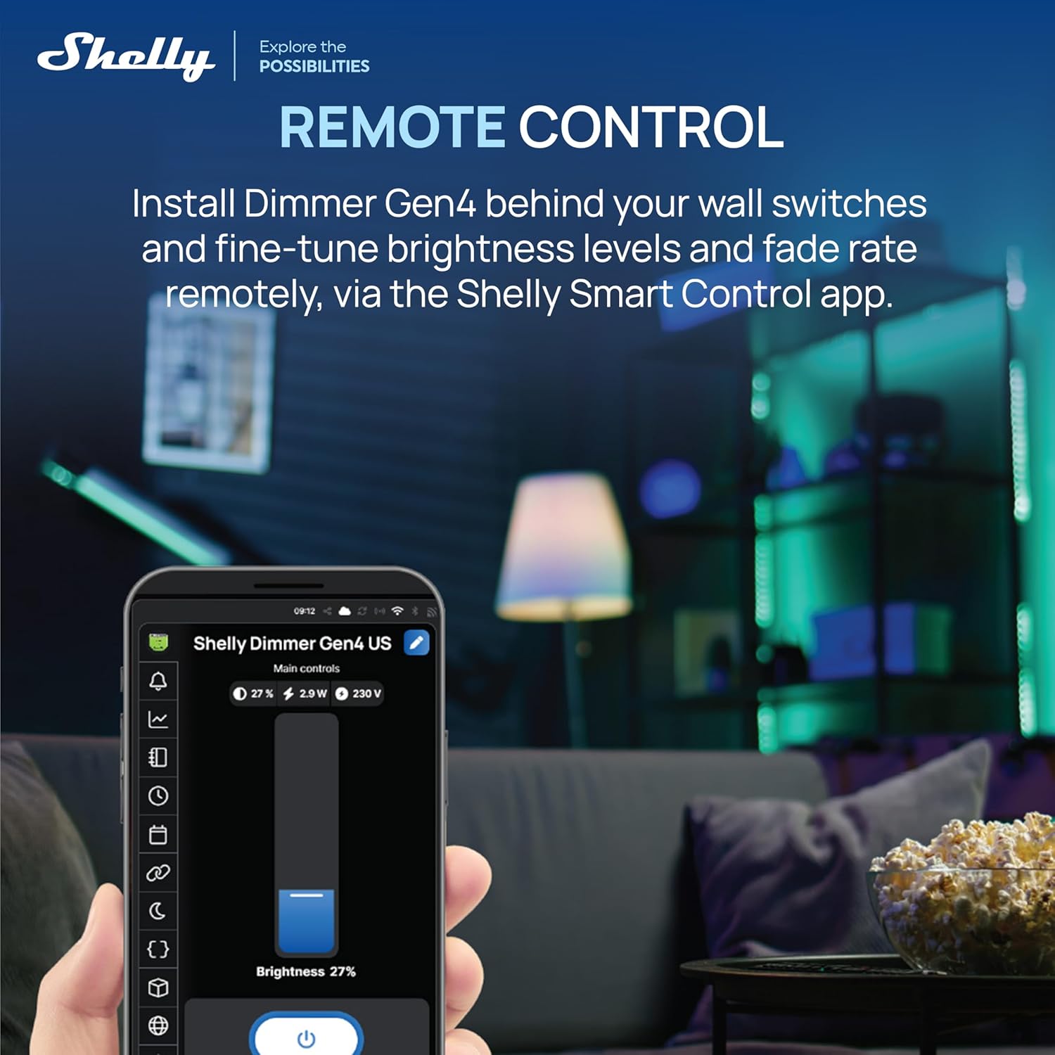 Shelly Dimmer Gen4 Smart Single-Channel Dimming Controller with Power Measurement