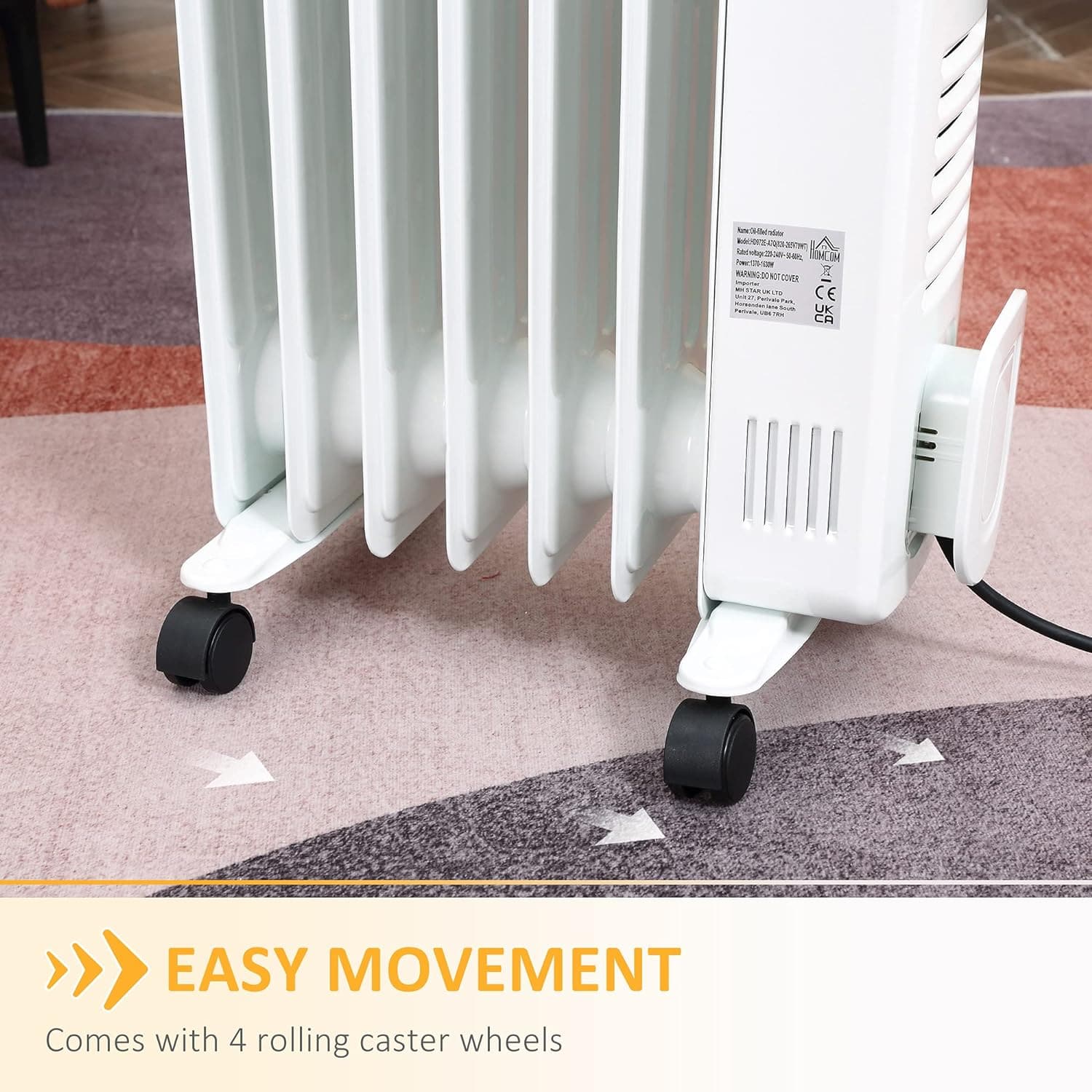 Maplin Plus 1630W 7 Fin Portable Oil Filled Radiator with Timer & Remote Control - maplin.co.uk