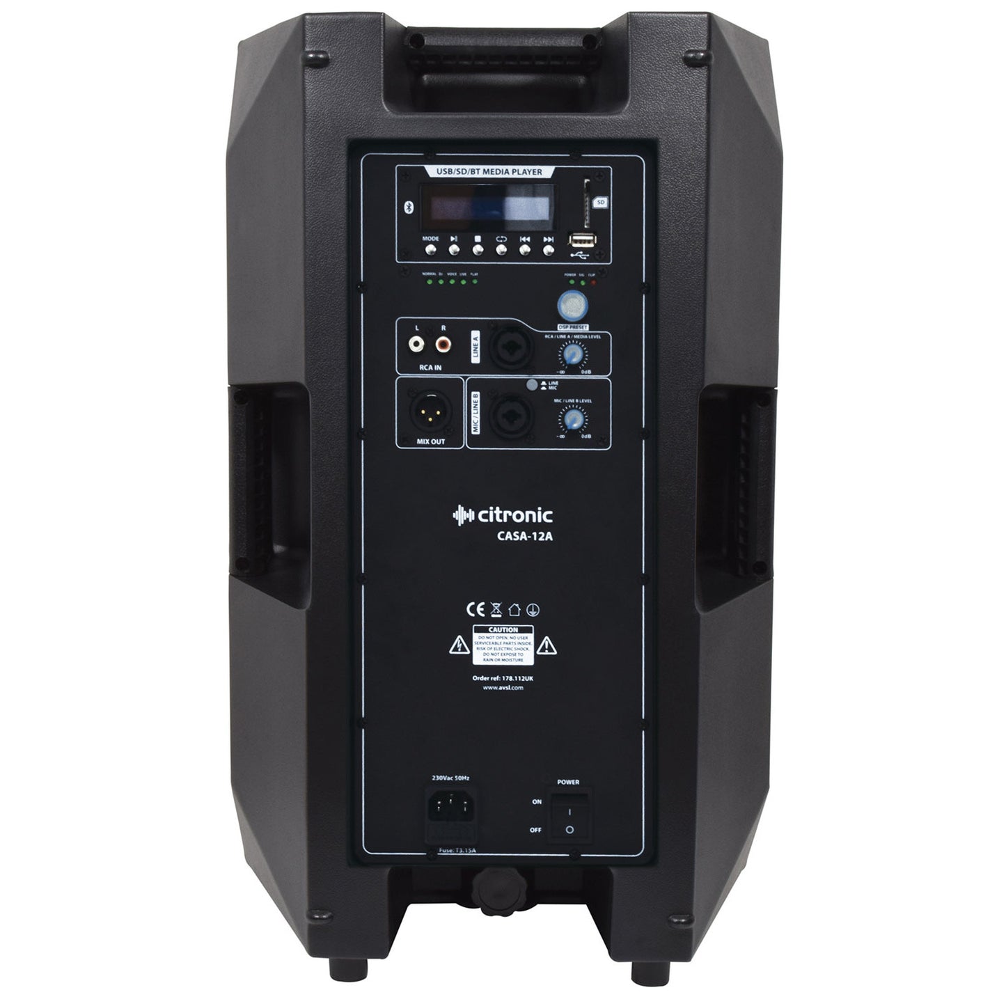 Citronic CASA Active PA Cabinet with DSP, USB/SD & Bluetooth