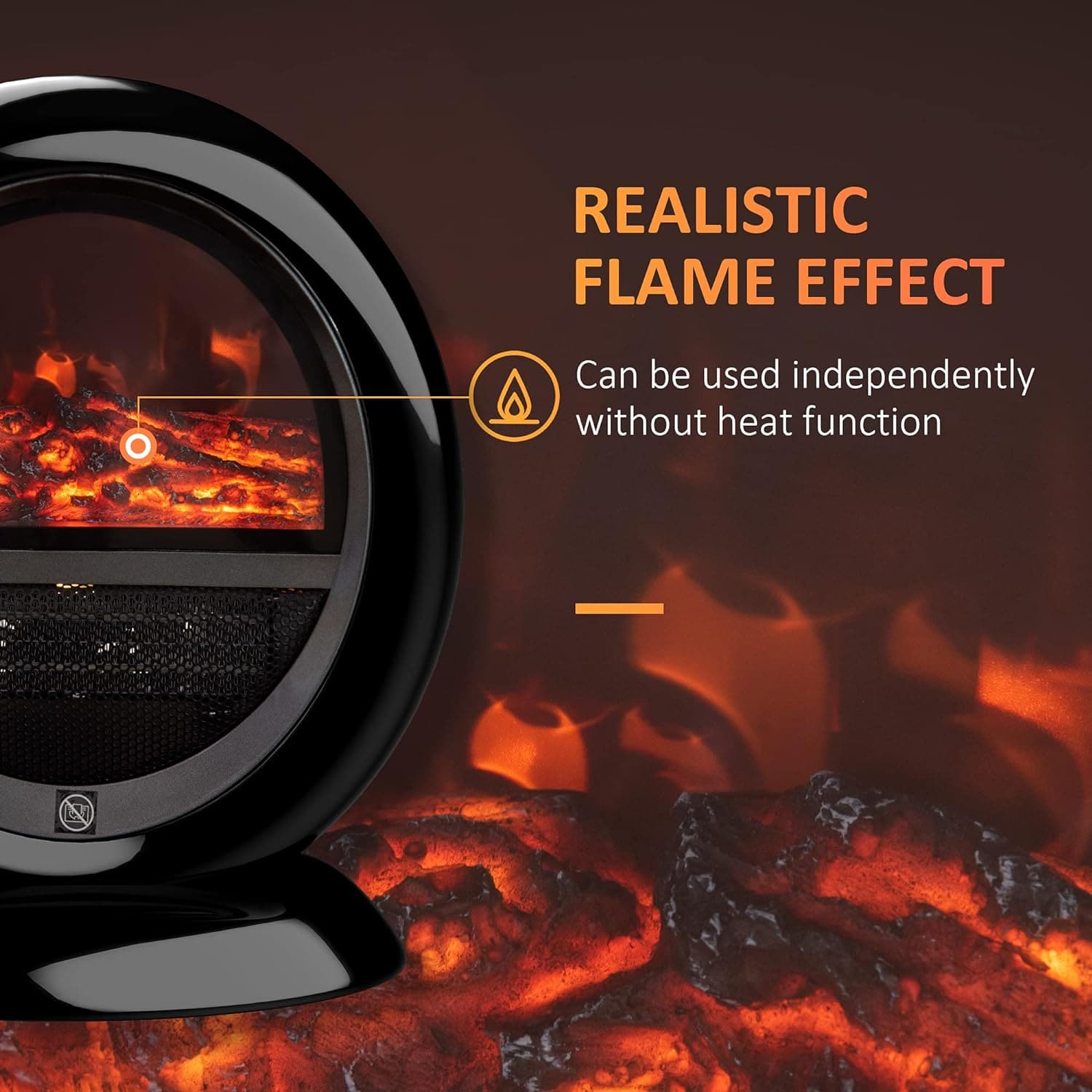 Maplin 1500W Freestanding Electric Fireplace Heater with Flame Effect & Rotatable Head - maplin.co.uk